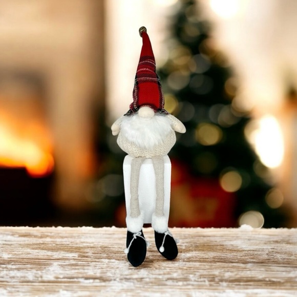 Sleigh Hill Gnome Christmas Holiday Plush, Plaid Hat, White Sweater 22”x10” - Picture 2 of 8